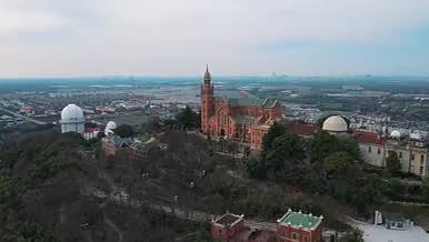 上海佘山教堂天文台航拍视频的预览图